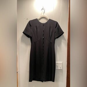 Liz Claiborne Petite Elegant Black Button-Up Dress w/ Keyhole Necklace - Size 4